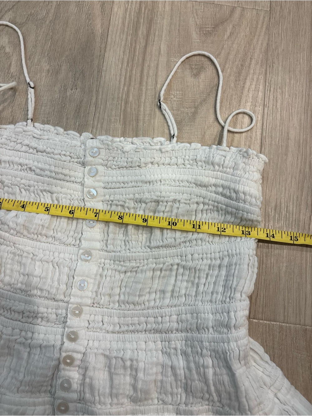 White Smocked Button-Front Cotton dress - Picture 2 of 2
